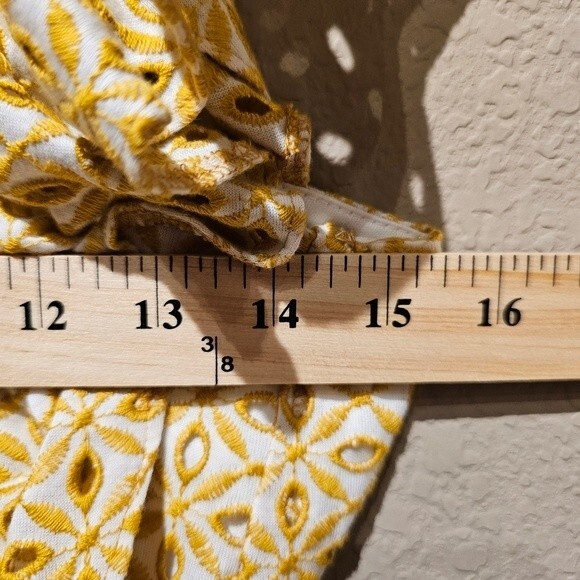Topshop Yellow Broderie Mini Dress Size 4 - Picture 7 of 8